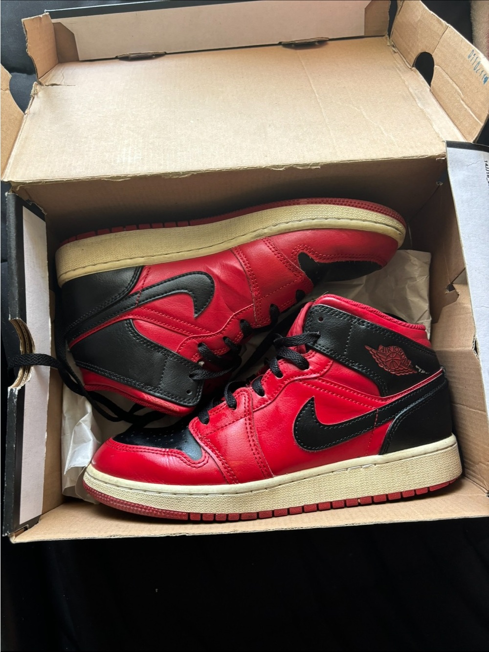 Nike Red & Black Mid-Top Basketball Sneakers